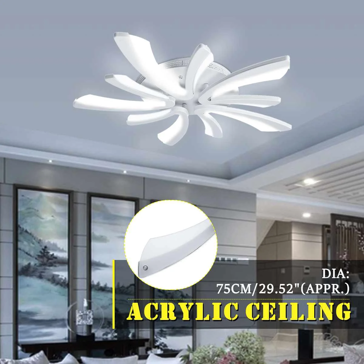 

Modern Acrylic Ceiling Light LED Ceiling Lamp For Living Room Bedroom Remote Dimmable Home Indoor Lighting Cool/Warm White