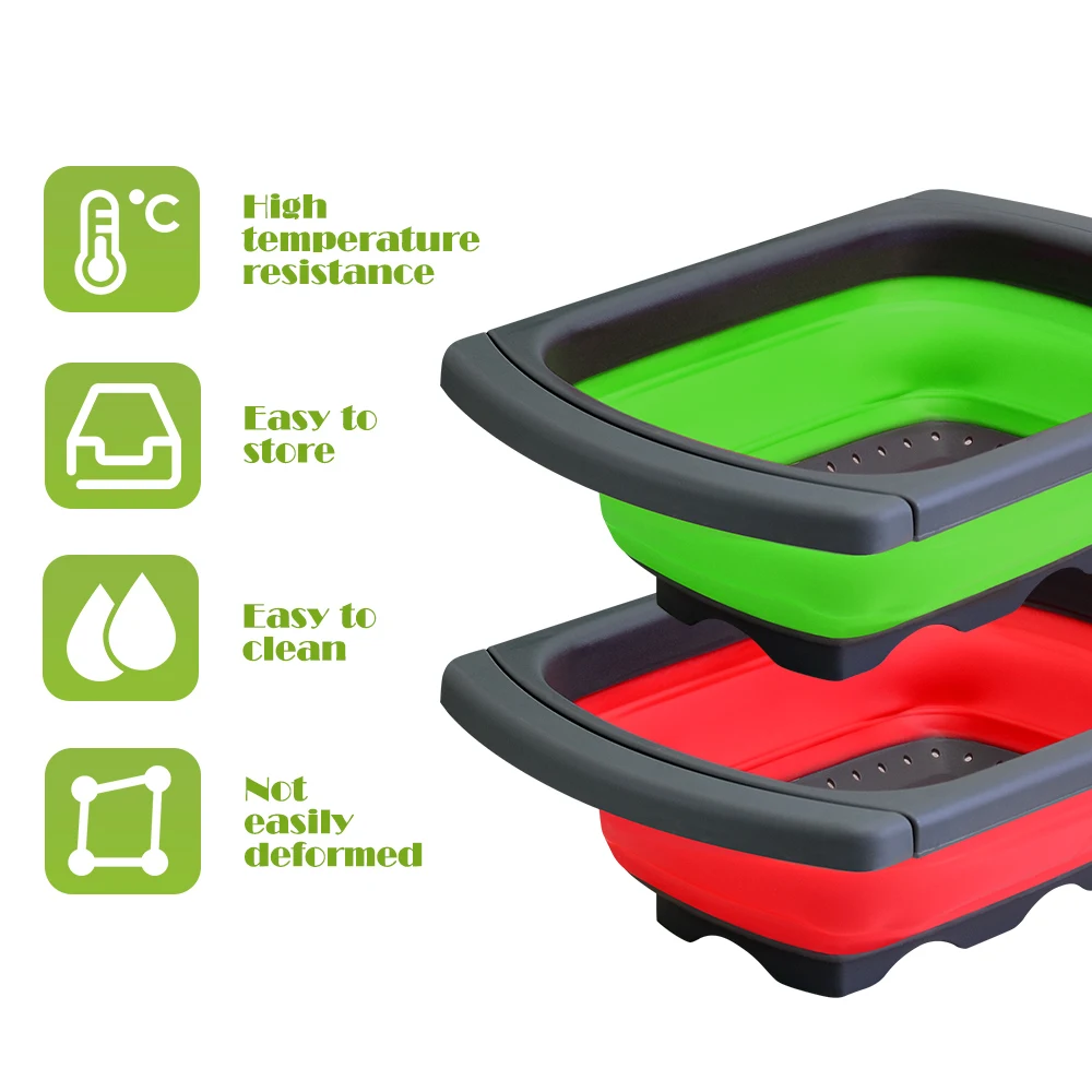 XYj квадратная силиконовая сливная корзина складные дуршлаги складной выдвижной