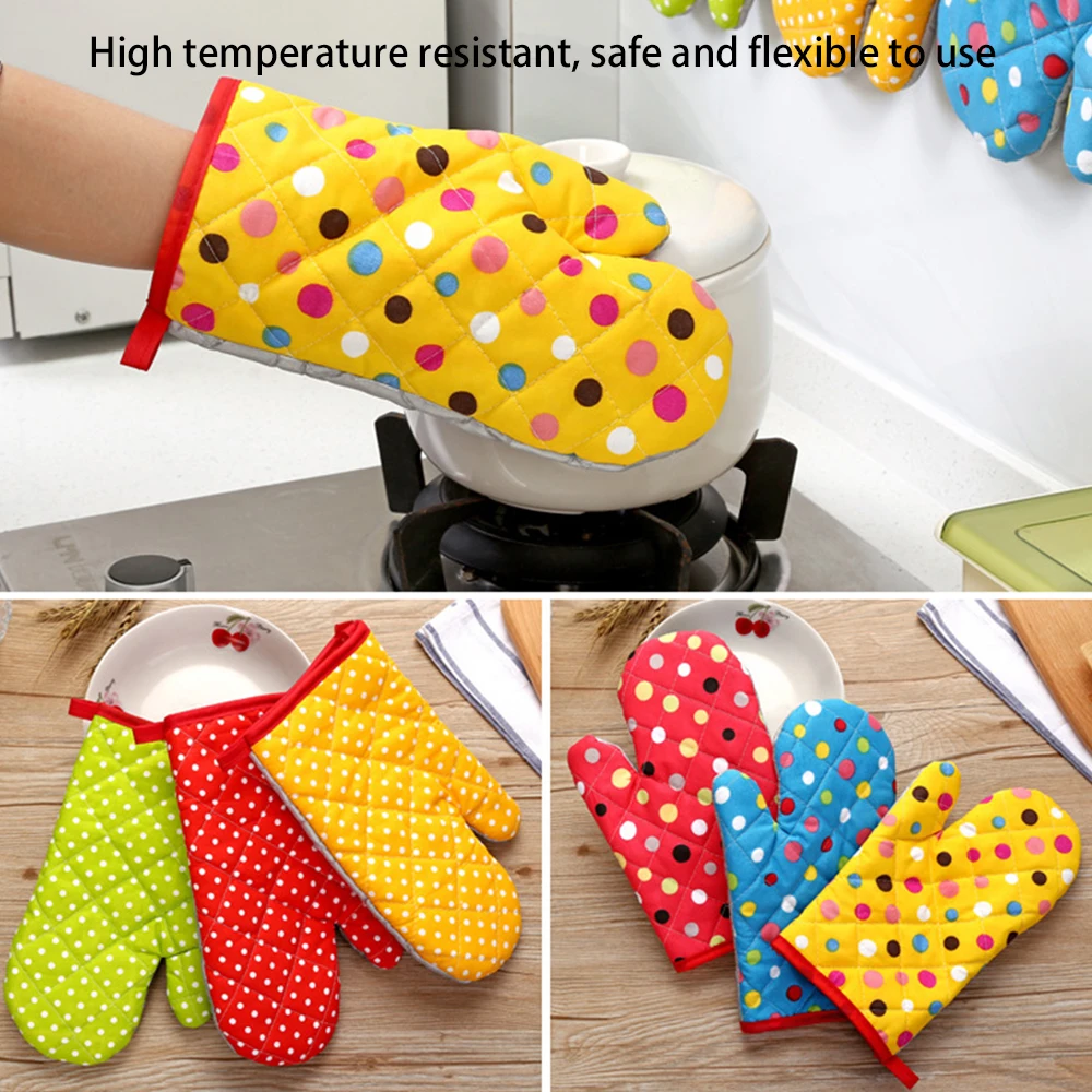 

1Pc Kitchen Baking Oven Mitts Heat Resistant Cotton Safe Thicken Non-Slip Oven Kitchen Gloves Cooking Bakeware Kitchen Tools