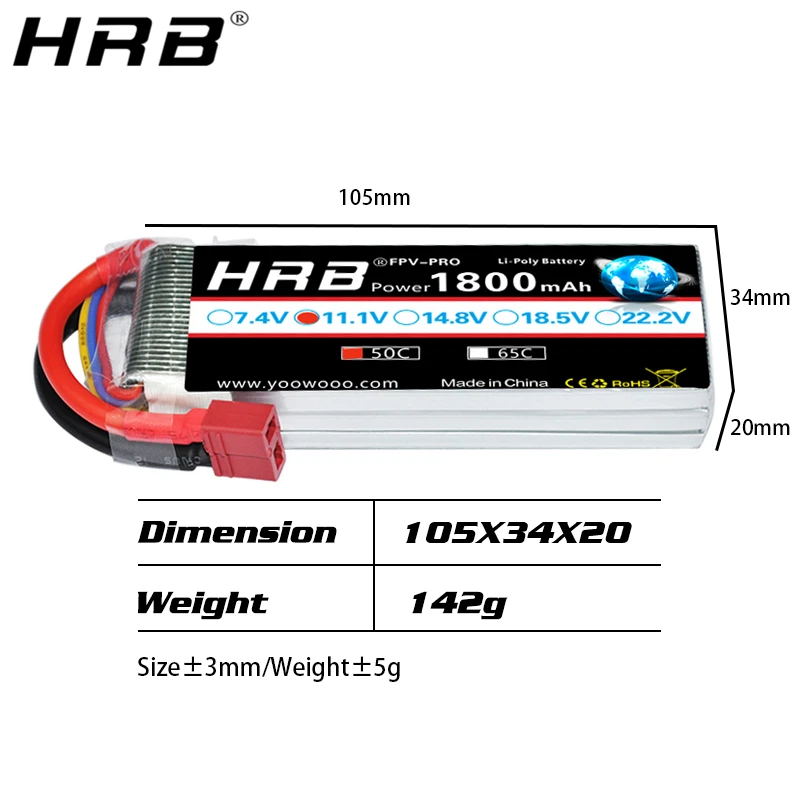 hrb 111 v 1800mah 3s xt60 ec5 lipo батарея xt90 ec2 t deans ec3 rc части 50c дл