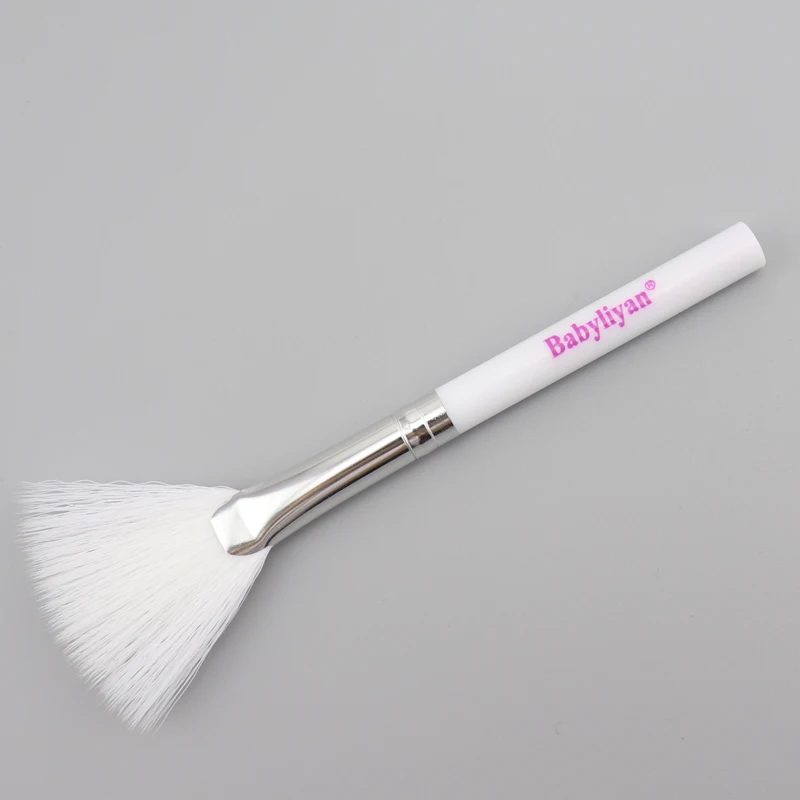 

Hot Small White Facial Fan Brush Mud Mask- Powder Highlighter Bronzer Portable Plastic Handle Cosmetic Tool Beauty