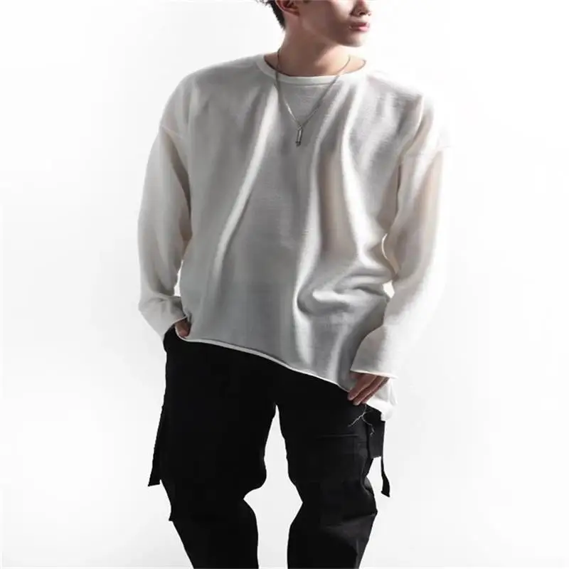 

Men's Long Sleeve T Shirt Spring And Autumn New Casual Personality Hair Stylist Irregular Loose Large Size Long Sleeve T Shirt