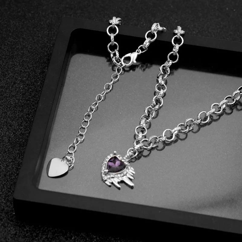 

necklaces for womencollares de moda 2021Purple mood crystal love necklace womenцепочка на шею женская