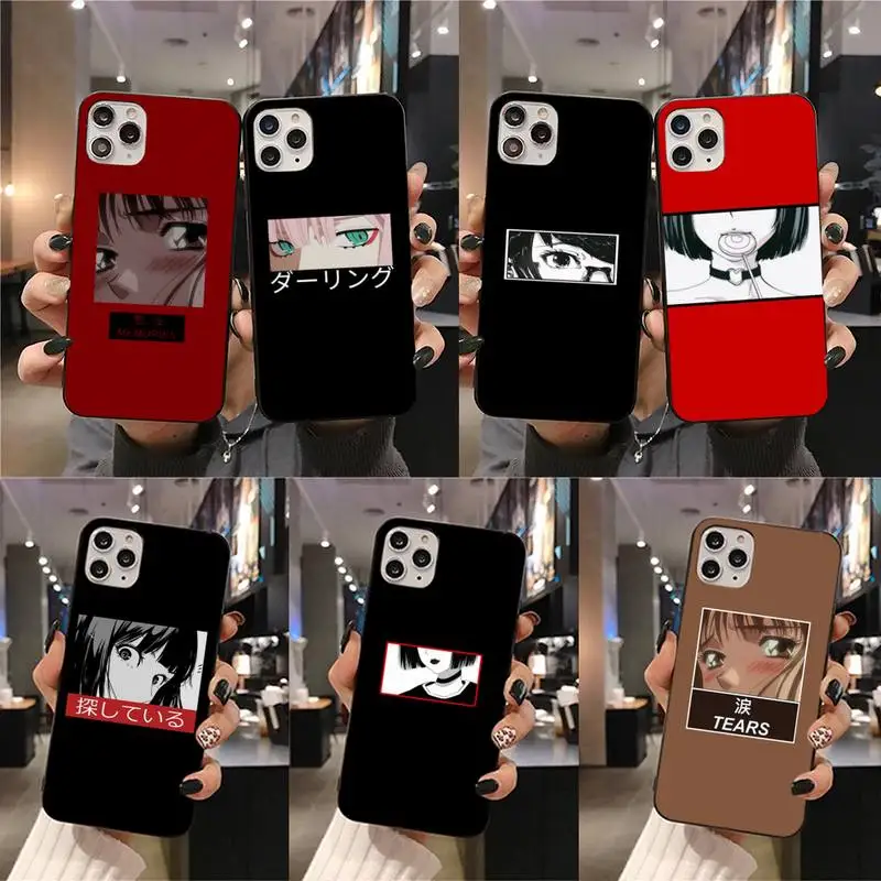

sad japanese Anime puzzle aesthetic Black Soft Rubber Phone Cover for iPhone 11 pro XS MAX 8 7 6 6S Plus X 5S SE 2020 XR case