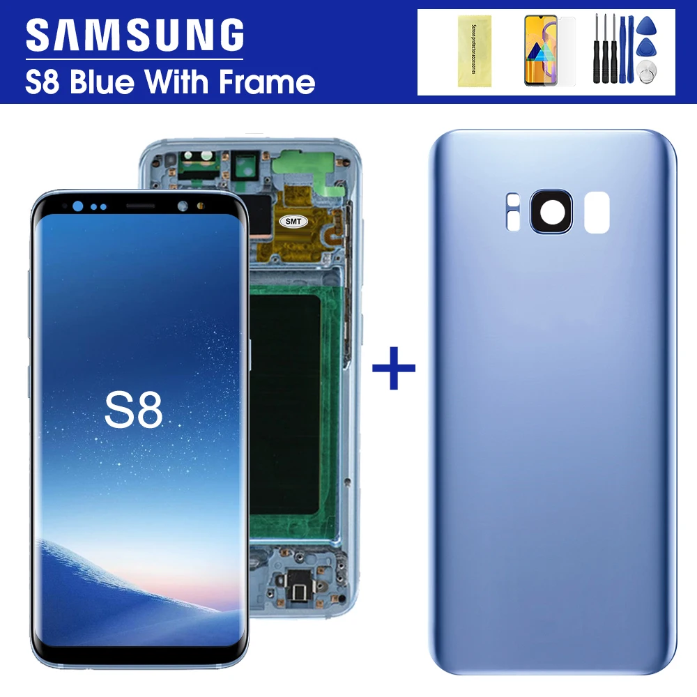 

100% Оригинальный S8 ЖК-дисплей с рамкой для Samsung Galaxy S8 plus G955fd G955F G955 ЖК-дисплей S8 G950 G950F сенсорный экран дигитайзер