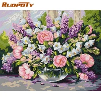 ruopoty diy painting by numbers flowers picture on canvas coloring by numbers acrylic paints home decor 60x75cm
