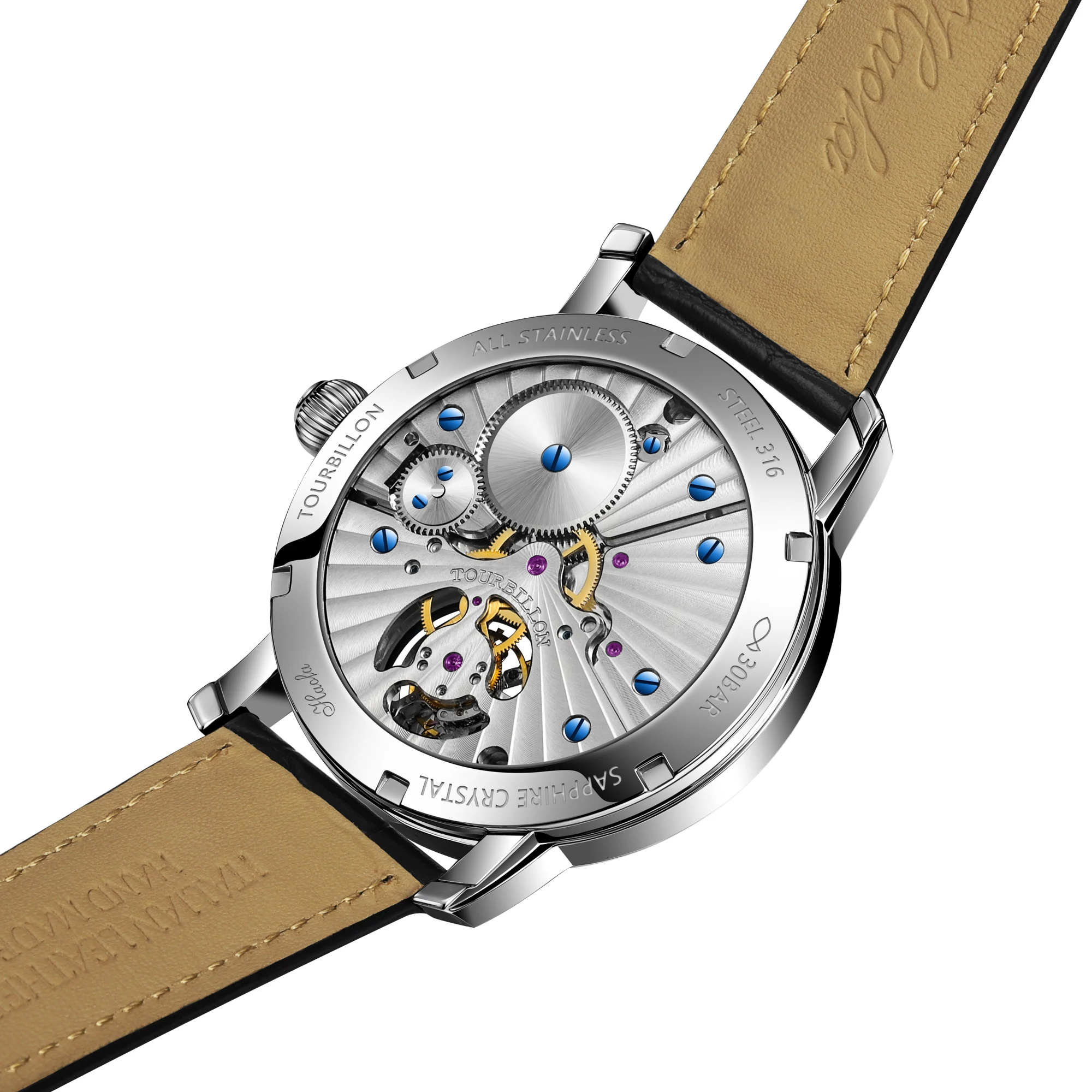 

Mens Watch Haofa Mechanical Handwind Tourbillon Luxury wristwatch