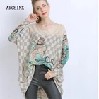 ARCSINX Женская трикотажная одежда большого размера d 7XL, модные женские свитера с принтом в современном стиле, женский зимний свитер из 5% шерсти размером 4XL, 5XL, 6XL