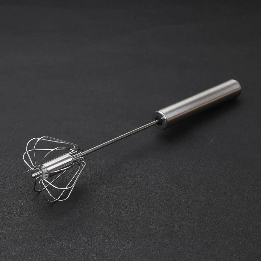 

Stainless Steel Semi-automatic Rotation Beater Hand Pressure Mixer Silver Egg Stiring Tool Kitchen Non-stick Flexible Cracker