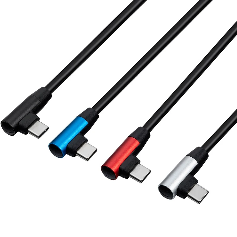 

USB C 3.1Type-C male to C male data cable Double elbow 2.0 fast charging cable 90 degree aluminum shell entertainment data cable