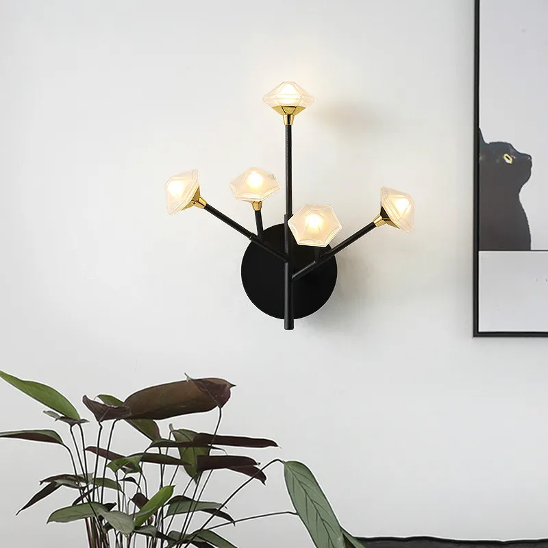 Nordic Wall Lamp Fixture Simple Bedroom Bedside Staircase Hallway Creative Wall Sconce Luxury Background Bathroom Led Wall Light