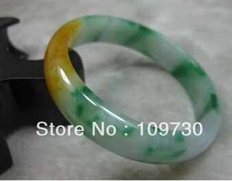 Бесплатная доставка&gt 909318 красивый зеленый желтый нефрит ЖАДЕИТ БРАСЛЕТ BRANGLE 60 мм