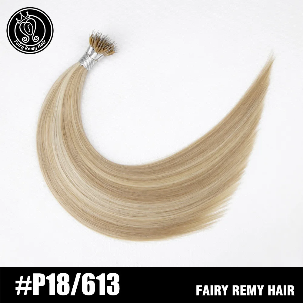 Сказочные волосы remy 0,8 г/локон 16 дюймов Remy микро бусины для наращивания волос в нано кольцах ссылки российские натуральные волосы Платина блонд цвет 40 г - Цвет: # P18/613