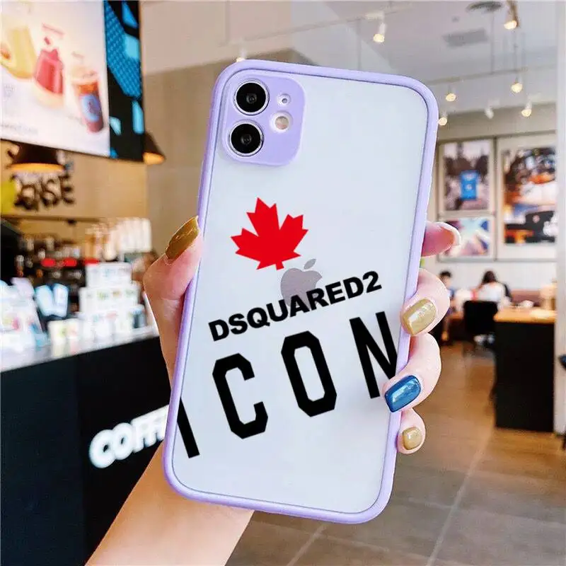 

Luxury brand DSQUARED2 DSQ2 Maple Ieaf Phone Case For iphone 12 11 Pro Max Mini XS 8 7 Plus X SE 2020 XR Light purple Matte