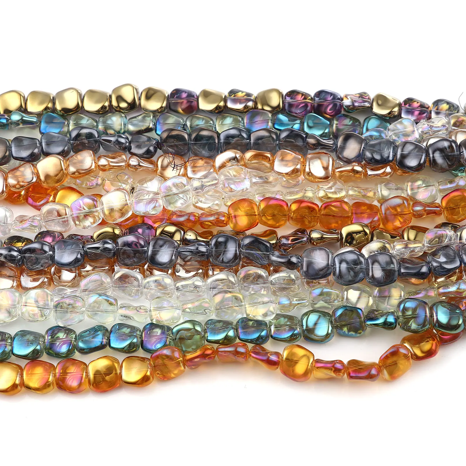 

Glass AB Rainbow Color Aurora Borealis Beads Irregular Colorful Spacer Bead For Bracelet Jewelry Making DIY Beads 12x10mm,50PCs