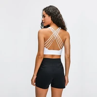 sexy gg fitness sports bra for women push up wirefree padded crisscross strappy running gym training yoga underwear crop top