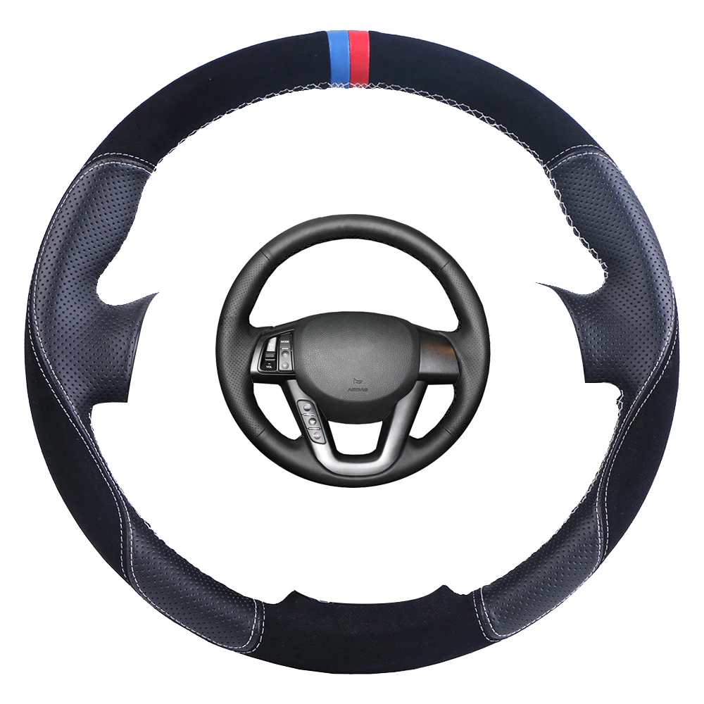 Изготовленный на заказ Чехол рулевого колеса автомобиля Черный для Kia K5 2011 2012 2013
