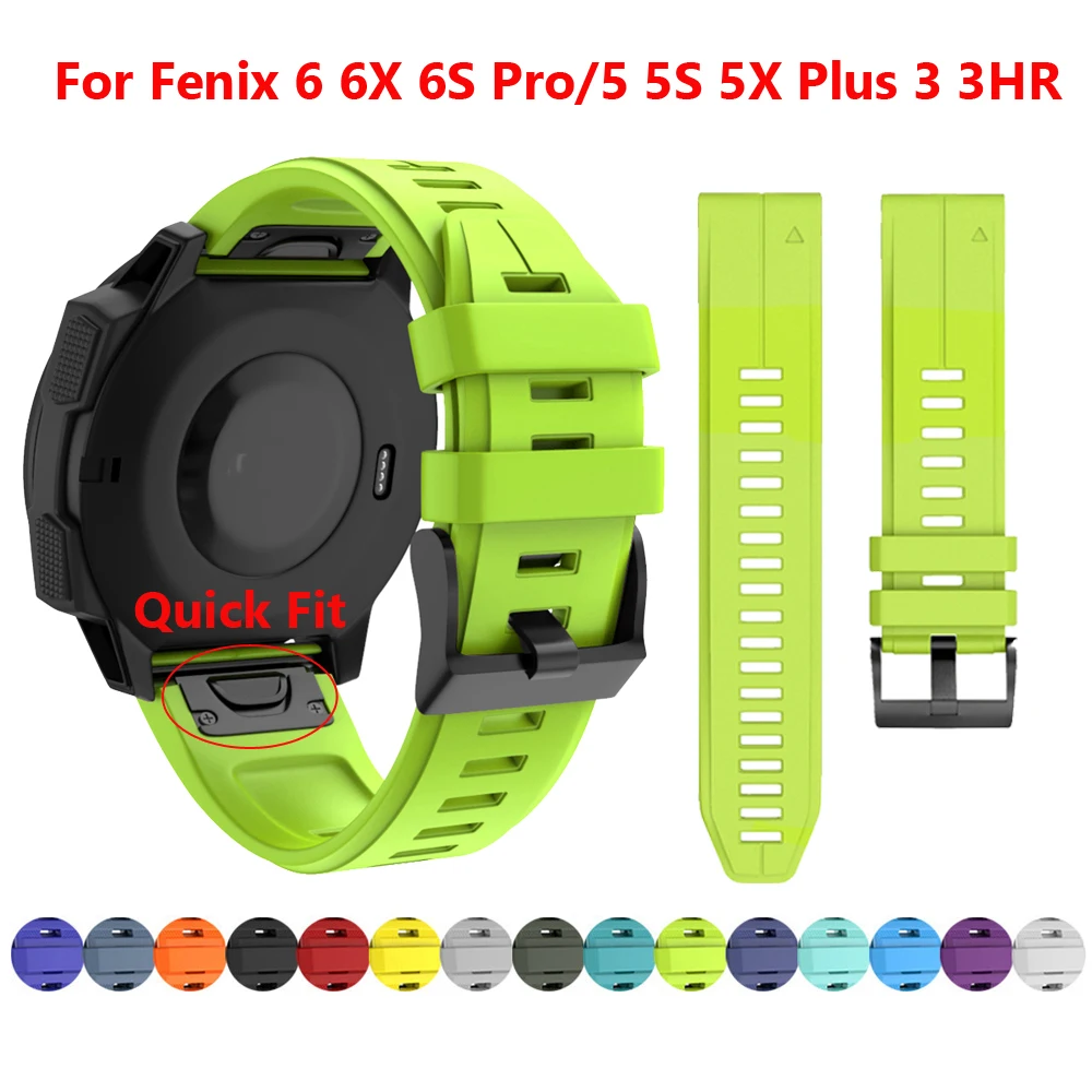 Ремешок для часов Garmin Fenix 6X 6 5 6S Pro 5S 5X Plus 3 3HR быстросъемный силиконовый удобный