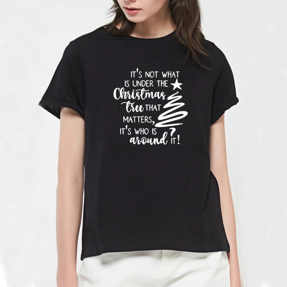 Женская футболка с принтом рождественской елки летняя коротким рукавом и