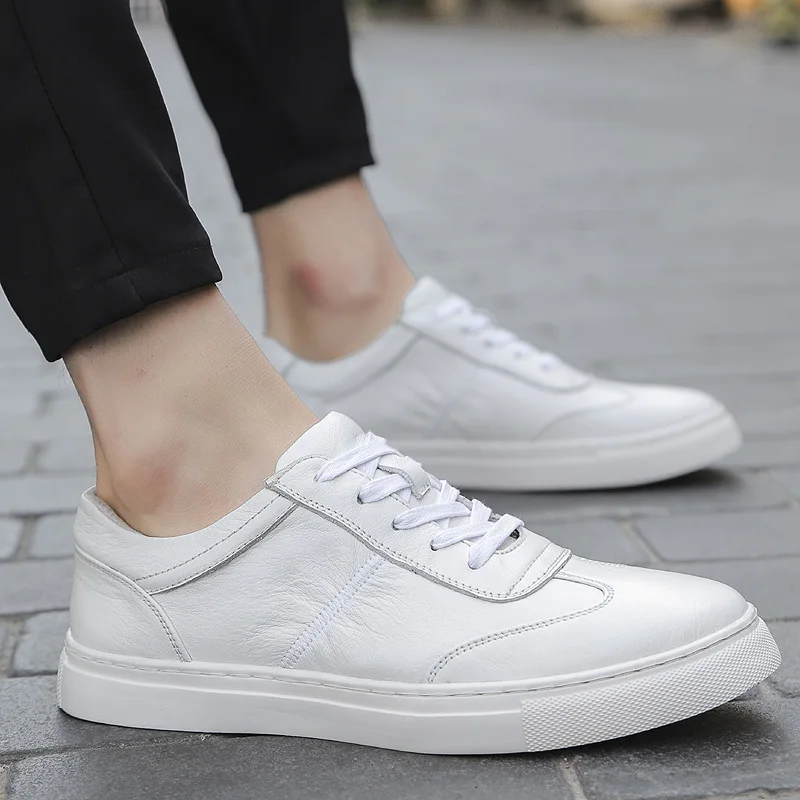 Классические белые кроссовки мужская повседневная кожаная обувь из натуральной