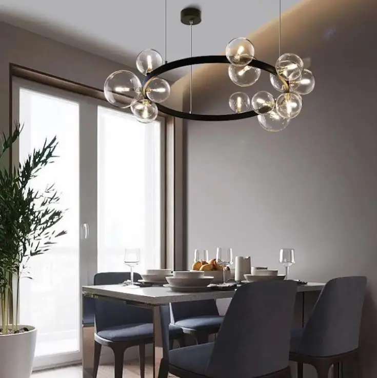 Nordic Black LED Chandelier Light 7/10 Glass Bubble Lampshade Dining room Cloth Store Hanging Lighting G9 Bulb | Лампы и освещение