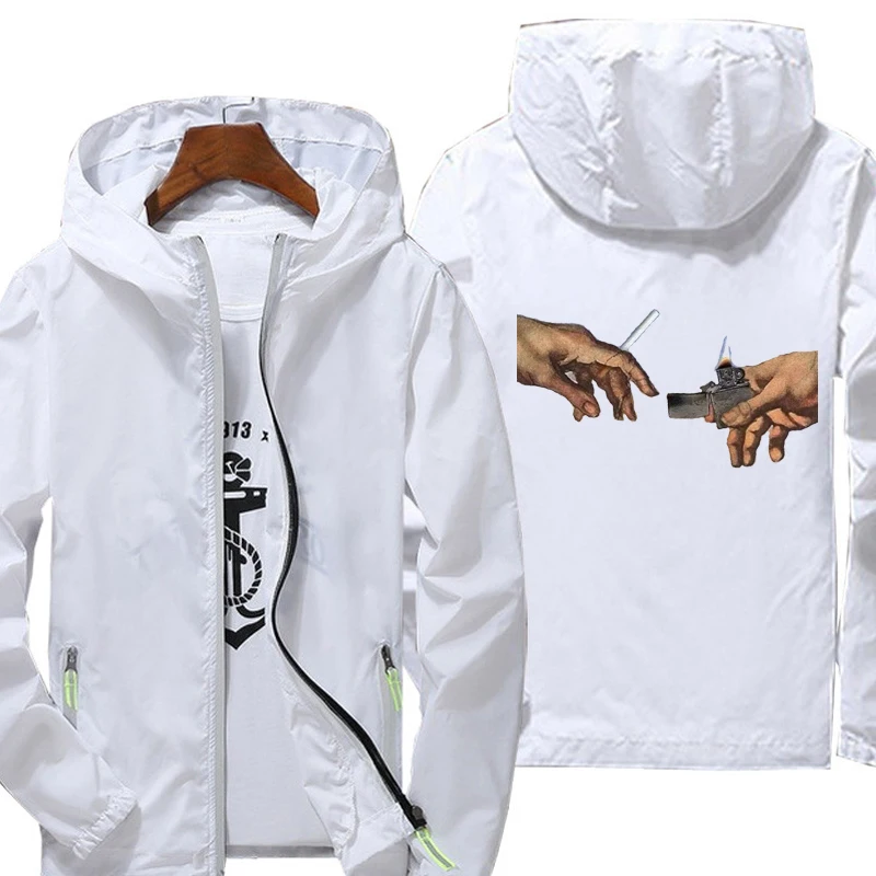

Jacket MICHELANGELO men windbreaker spring summer Reflective jacket men street windbreaker hoodie zipper thin jacket casual