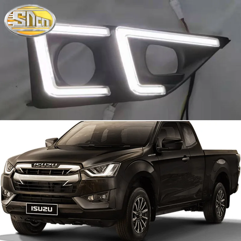 

SNCN LED Daytime Running Light For ISUZU D-max 2020 XTR Yellow Turn Signal Relay Waterproof 12V DRL Fog Lamp Decoration