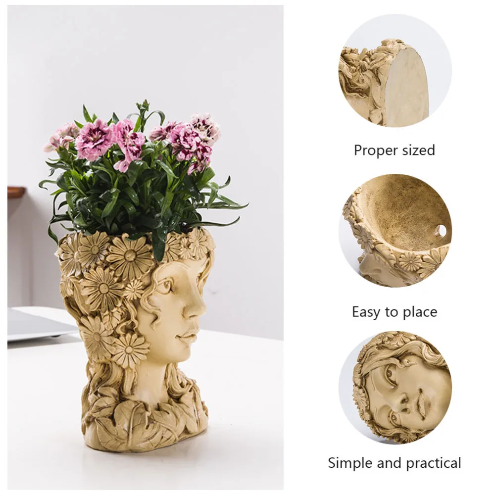 

Girl Design Flowerpot Resin Fashion Plant Pot Household Plants Container