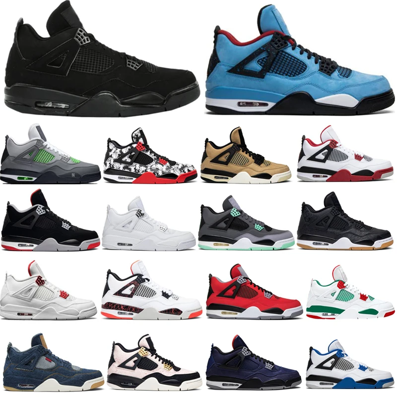 

New Arrival 4 Basketball Shoes Mens Fire Red Black Cat Designer 4s White Sail Casual Sneakers Pure Money Outdoor Sports Trainer