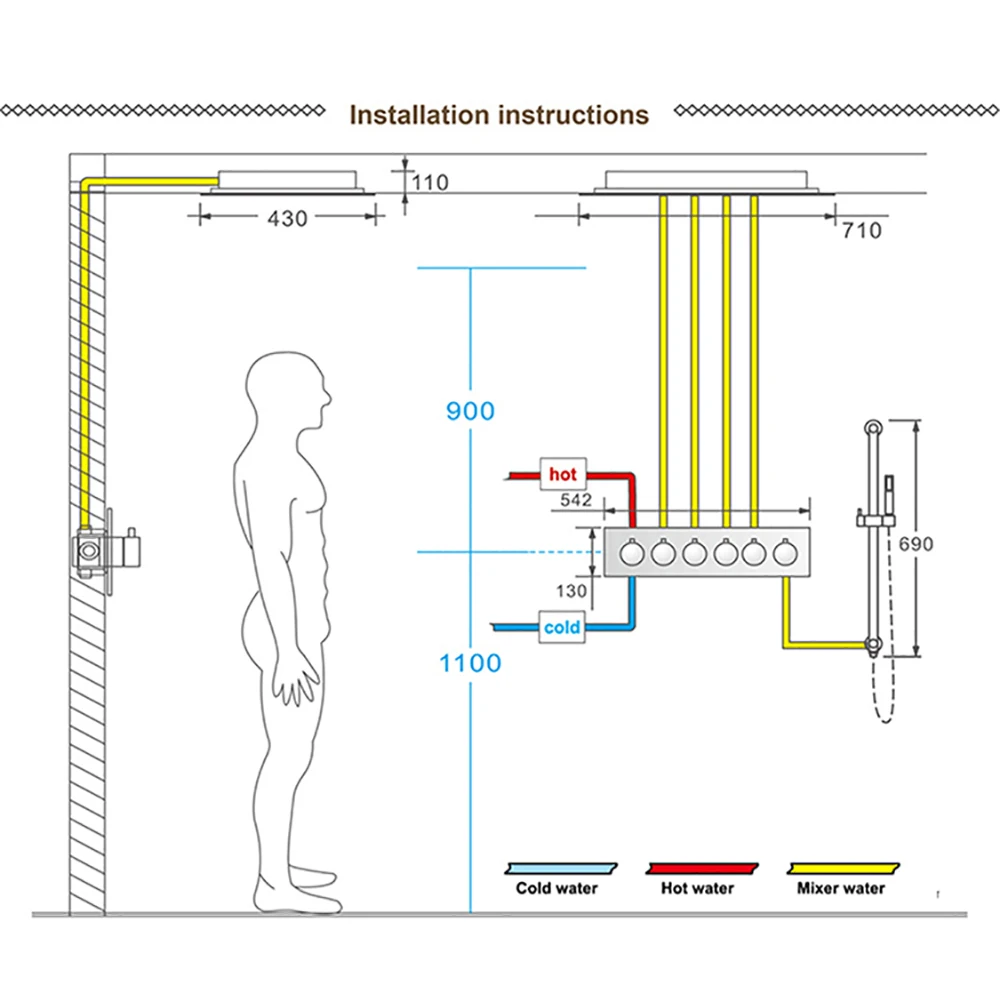 

Ceiling Embedded Rainfall Shower Faucet Bath Shower Tap Bathroom Rain Shower Mixer Set Stainless Steel 71x43cm LED Shower Head
