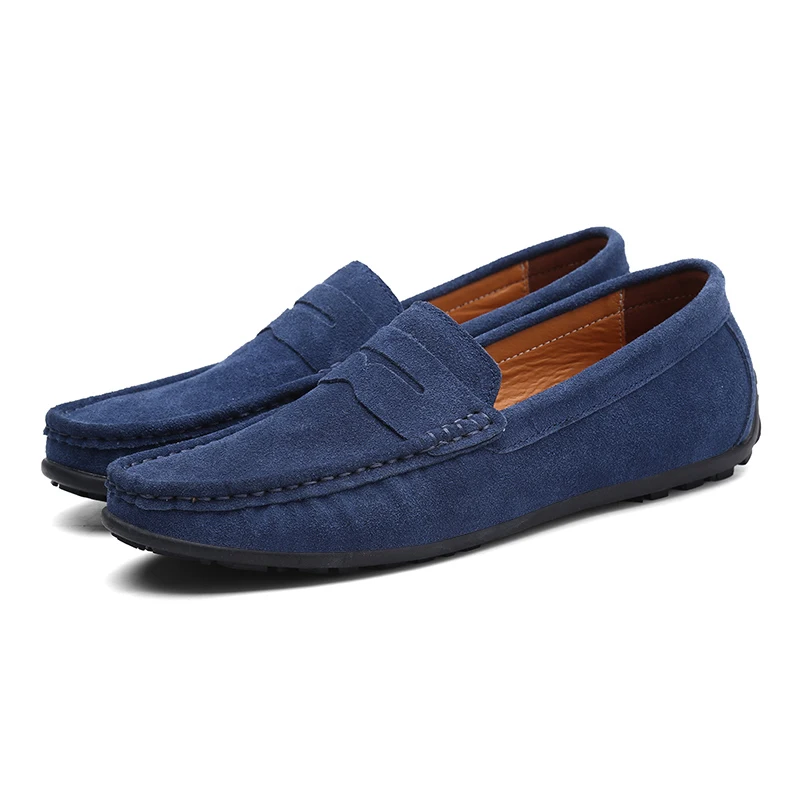 Suede Leather Men Casual Shoes Luxury Loafers Italian Genuine Driving Moccasins Gommino Slip on Men's Plus Size | Обувь