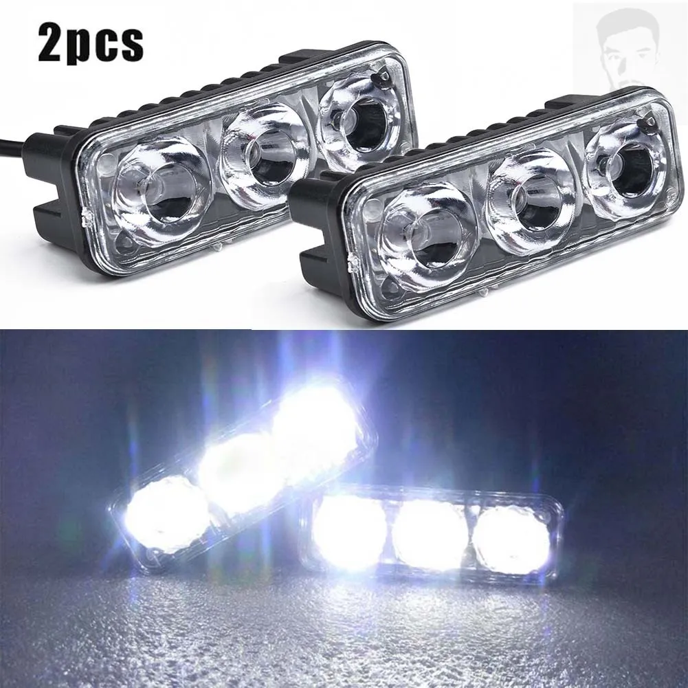

2pcs Light 3LED Super White High Power Car Daytime Fog Lamp Universal 12V