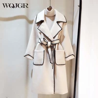 wqjgr high quality long coat women long sleeve turn down collar sashes trench coat female fashion tide
