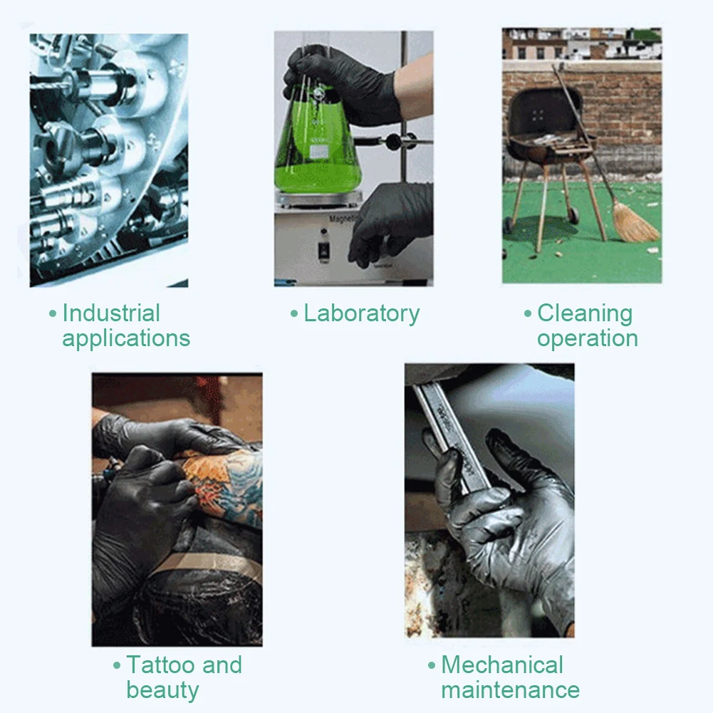 100 шт. Нескользящие одноразовые нитриловые перчатки Универсальные для левой и