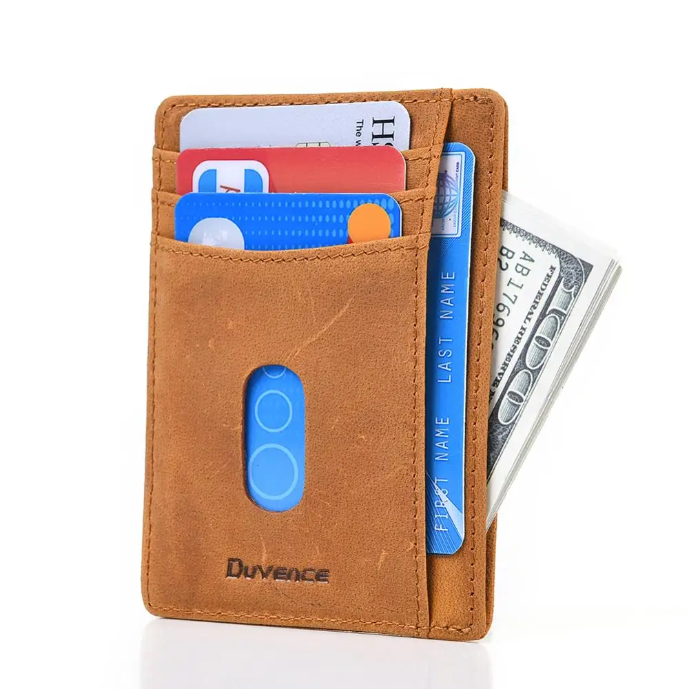 

Fashion Genuine Leather RFID Blocking SmallWallet for Women Men Minimalist Wallets for Male ID Credit Card Holder Anti Theft