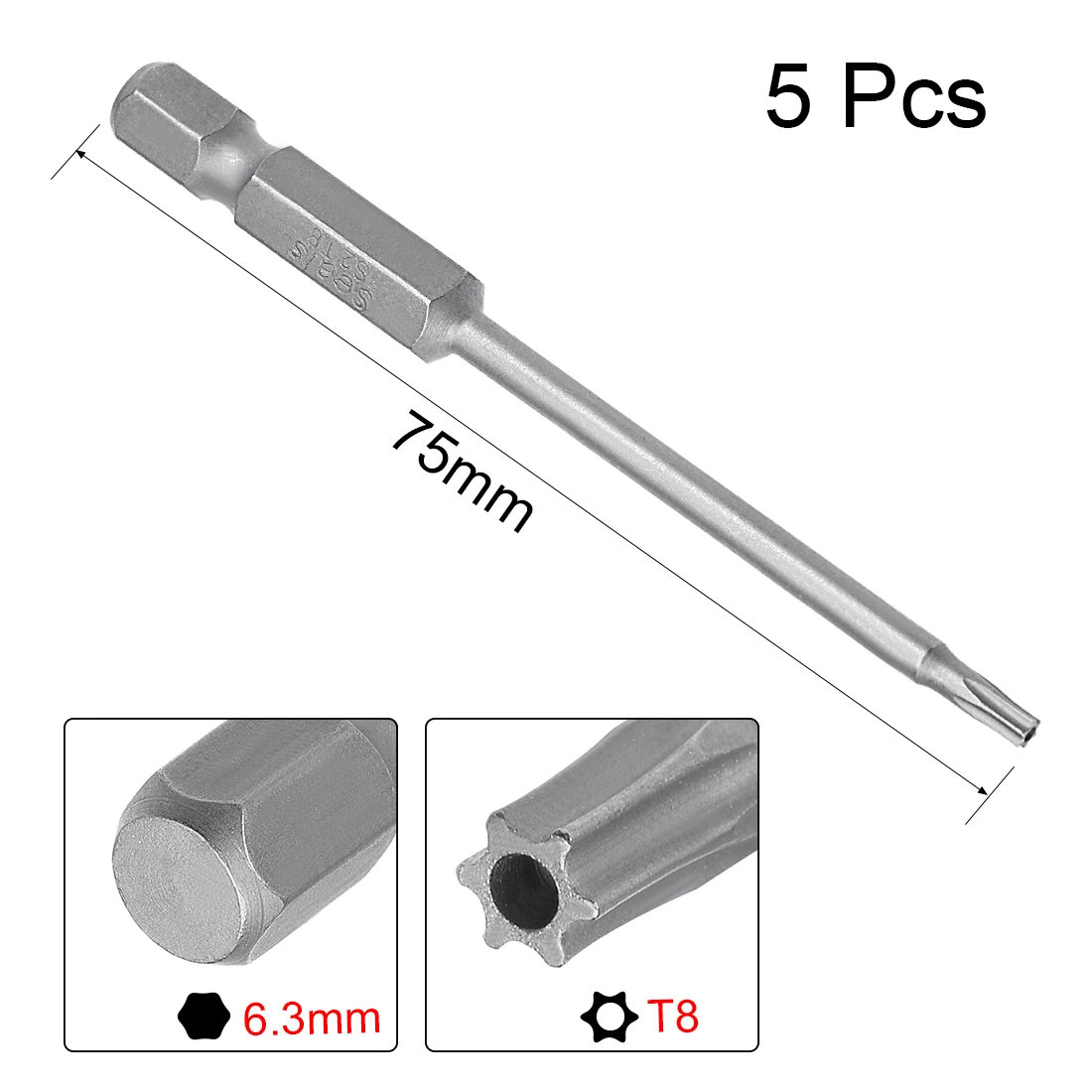 Uxcell 5 шт. T8 Магнитная отвертка Torx 1/4 дюйма шестигранный хвостовик 3 длина S2 защита