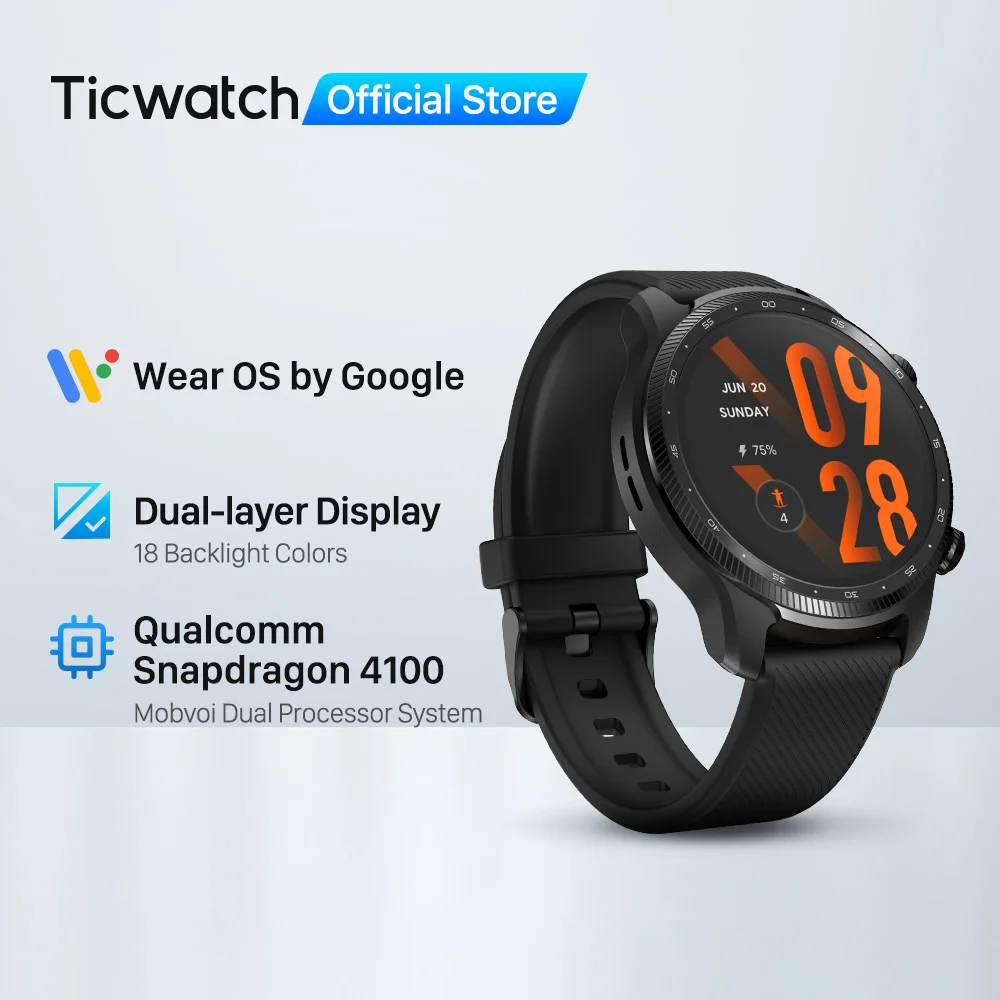 TicWatch Pro 3 Ultra GPS Wear OS Smartwatch Men Qualcomm 4100 Mobvoi Dual Processor System Watch Blood Oxygen IHB AFiB Detection