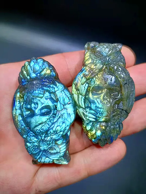 

Природный кварцевый кристалл энергия Лабрадор резной рейки Сова Череп Модный интерьер украшение для гостиной лечение