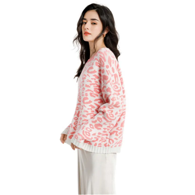 Женский жаккардовый свитер с люрексом красный теплый вязаный пуловер длинным