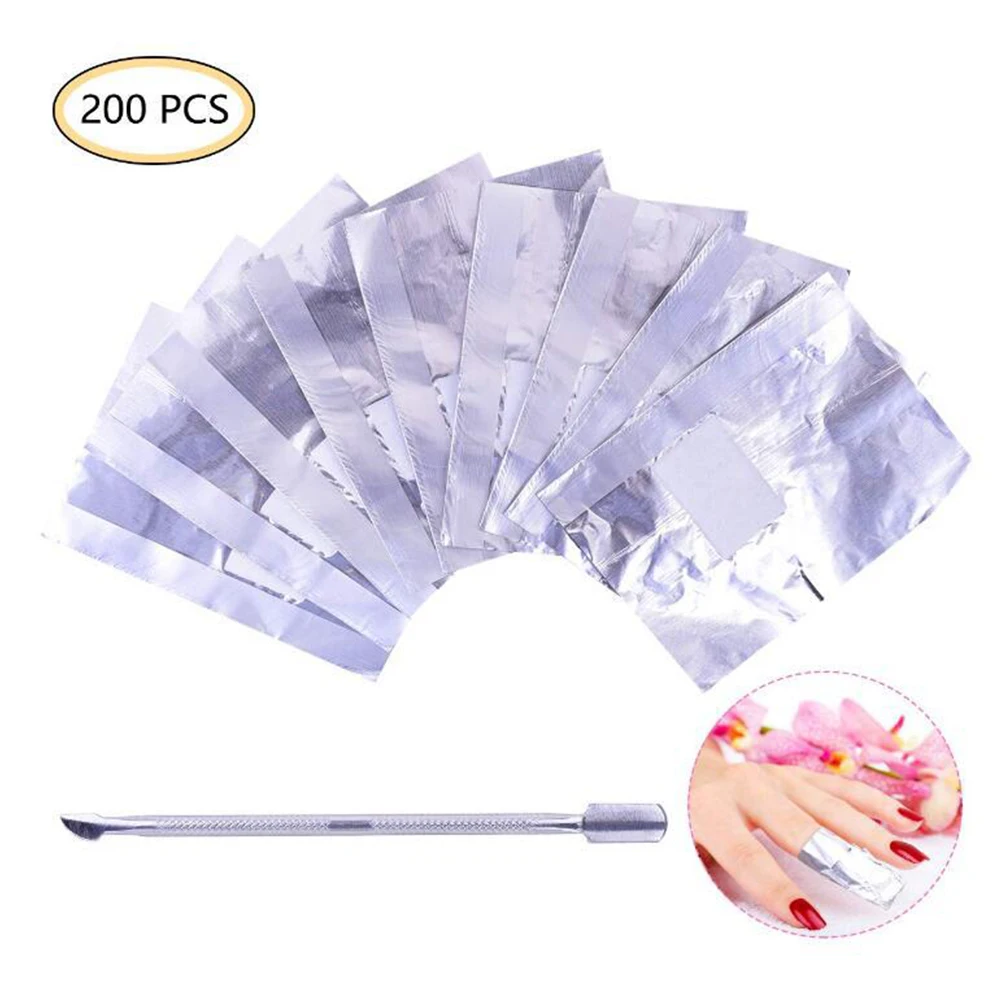 200Pcs Алюминиевая фольга для дизайна ногтей замочить искусство впитывающийся лак