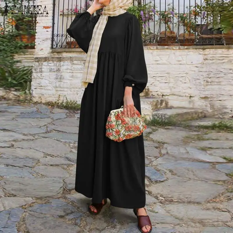 Платье ZANZEA Abaya в стиле турецкого хиджаба мусульманский Ретро сарафан с длинными