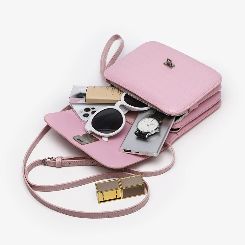 

Baby Pink B Letter Women Small Flap Bag Lady Shoulder Messenger Handbag Luxury Designer Hand Purse Mini Wrist Clutch Tote Female