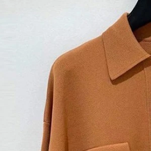 

Women Jacket French Simple Knitted Loose Jacket 2021 Spring and Summer New Product Stitching Pocket Shirt Collar Lace Blouse