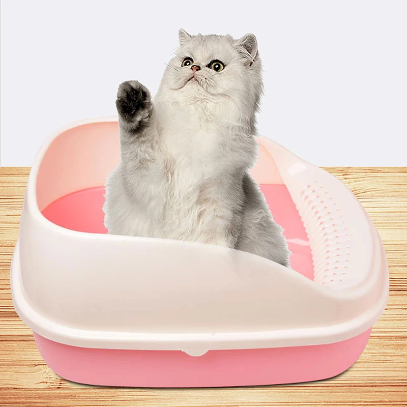 

Контейнер для туалета для домашних питомцев, антибрызговая коробка для кошек с ковшом, для чистки котят, собак, домашний пластиковый песочн...