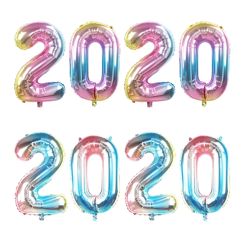 32-дюймовый новогодний воздушный шар с номером 2020 винная бутылка круглая звезда