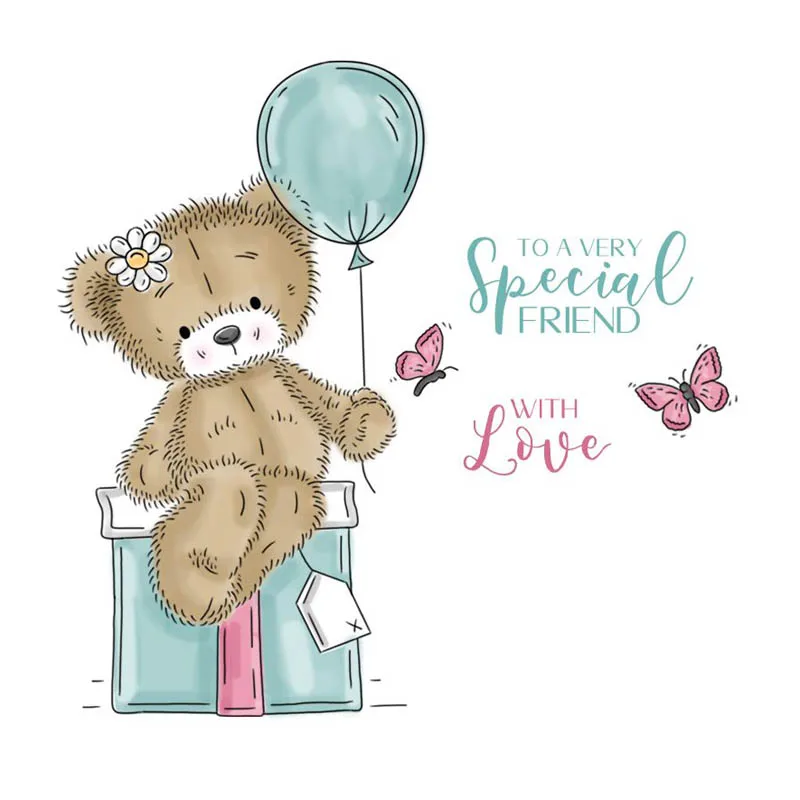 Прозрачные штампы с милыми животными и маленьким медведем для скрапбукинга