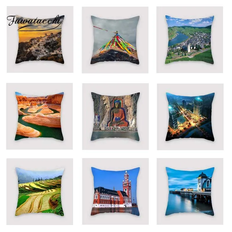 Чехол для подушки Fuwatacchi с изображением живописных пейзажей | Дом и сад
