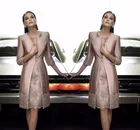 Элегантные платья для матери невесты, атласное кружевное платье с жакетом, Короткое свадебное платье для вечеринки, платье для матери на свадьбу