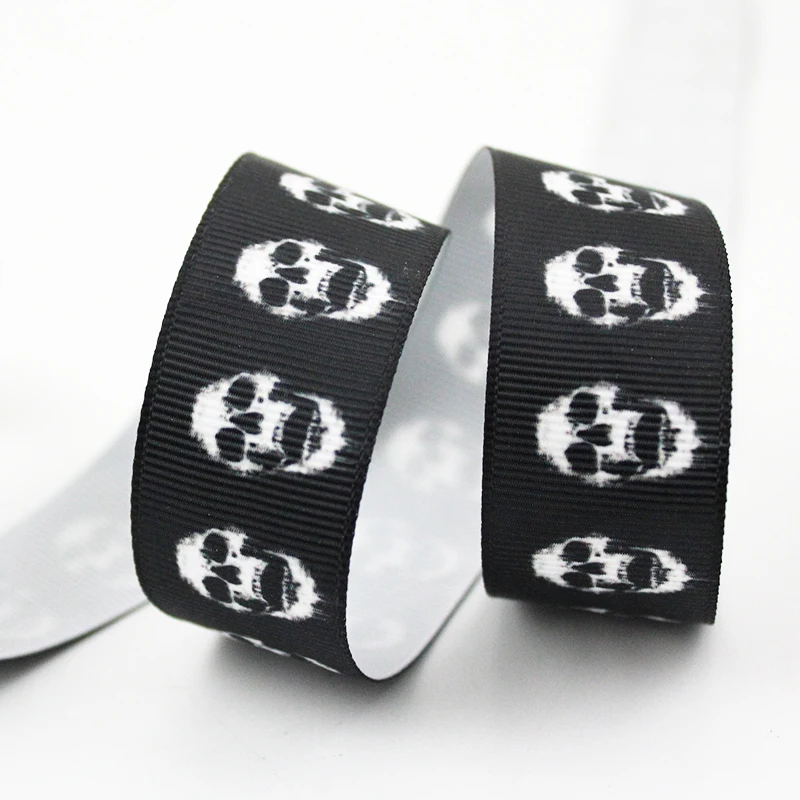 

Halloween ribbon grosgrain skull black ribbon Wedding Halloween Party Decoration Sewing Craft 16mm 22mm 25mm 38mm 57mm 75mm