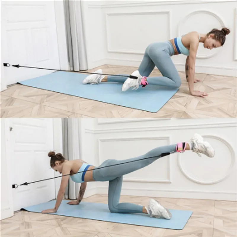 

Door Pull Rope Fittings Butt Lift Exercise Equipment Elastic Band With Foot Ring Leggings Buckle Ankle Strap Set